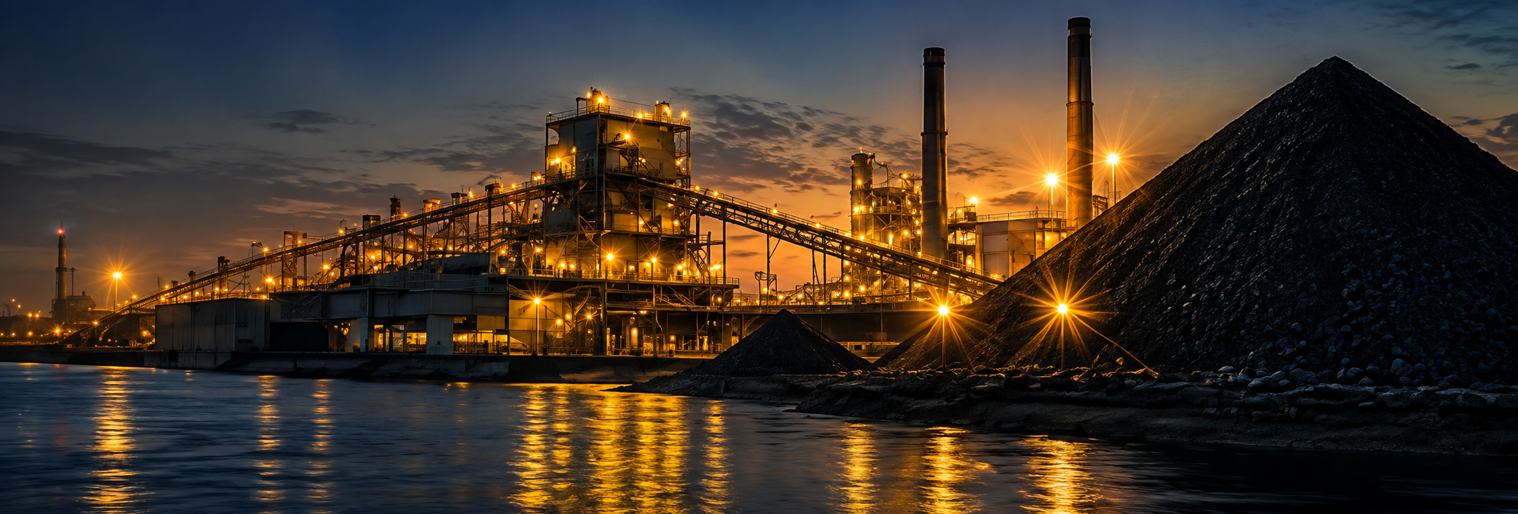 Industrial commodity operations at dusk